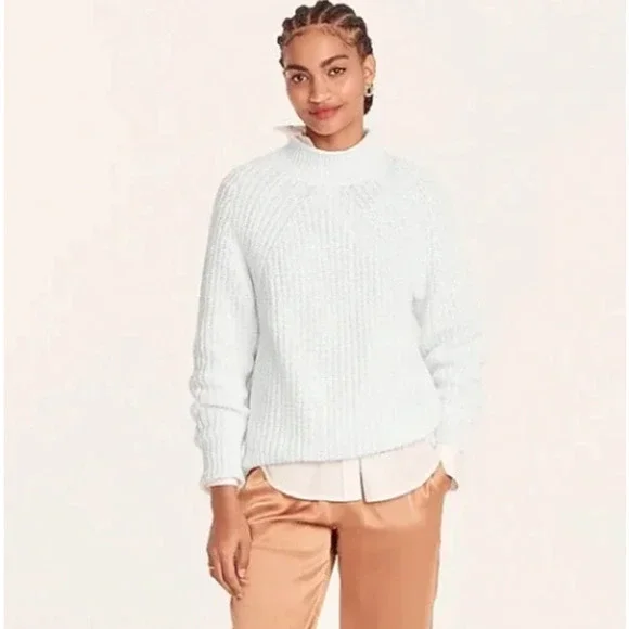 J. Crew Relaxed Rollneck Knit Cotton Sweater in White BE159 - Picture 2 of 9